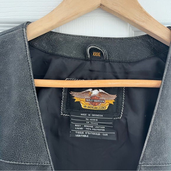 SOLD xlist Harley Davidson TWIN CAM Style Black Leather Vest Men's Size XXXL 3XL - Picture 3 of 14